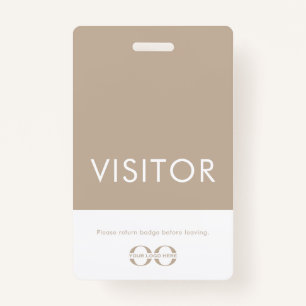 Company Logo Visitor Badge Beige ID Badge
