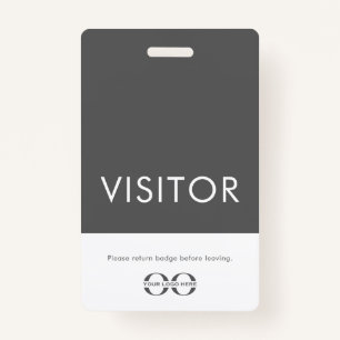 Company Logo Visitor Badge Grey ID Badge