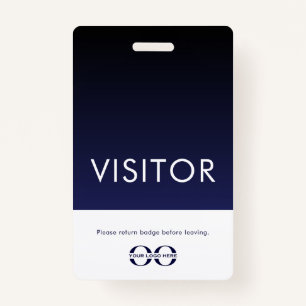Company Logo Visitor Badge Navy Blue ID Badge