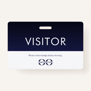 Company Logo Visitor Badge Navy Blue ID Badge