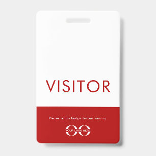 Company Logo Visitor Badge Red ID Badge
