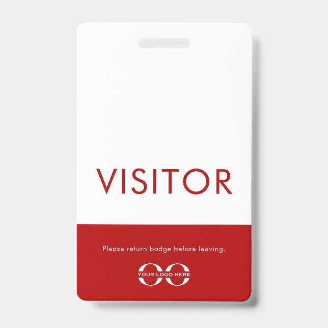 Company Logo Visitor Badge Red ID Badge (Front)