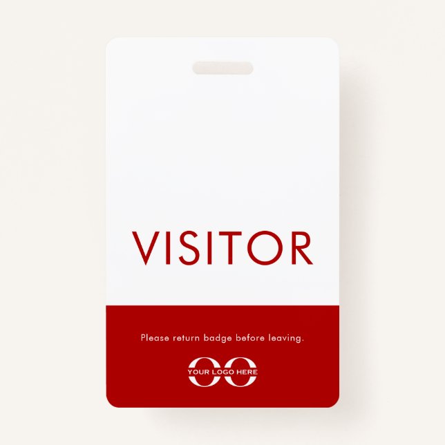 Company Logo Visitor Badge Red ID Badge (Front)