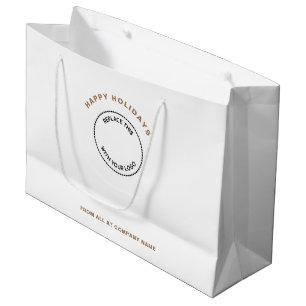 Company Logo White Happy Holidays Christmas Large Gift Bag