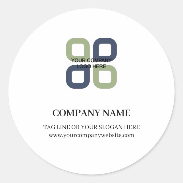 Company Logo With Business Slogan Classic Round Sticker (Front)