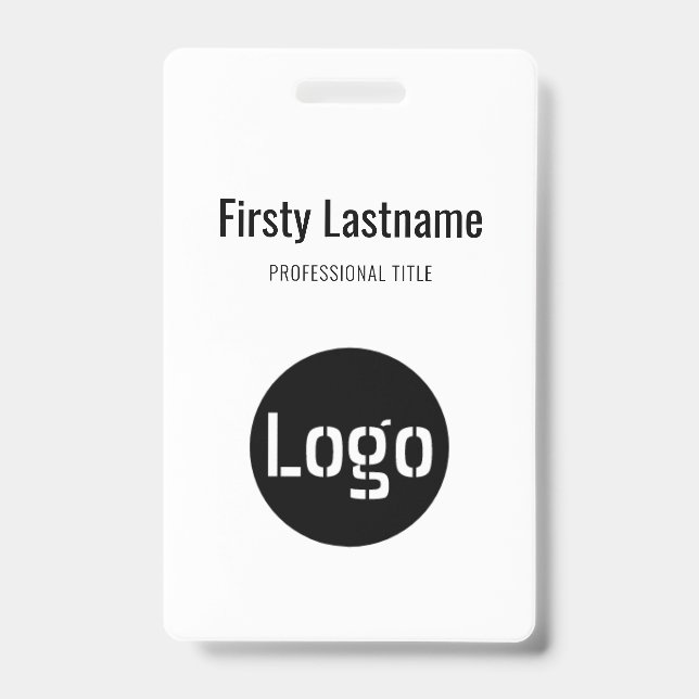 Company Logo with First and Last Names Bar Code Ba ID Badge (Front)