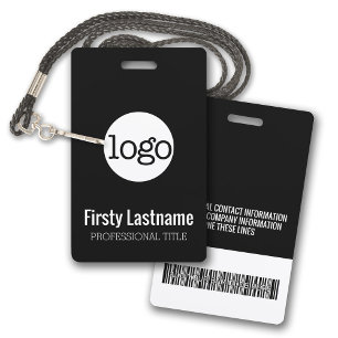 Company Logo with First and Last Names Bar Code ID Badge