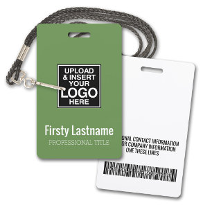 Company Logo with First and Last Names Bar Code ID Badge