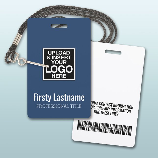 Company Logo with First and Last Names Bar Code ID Badge (Plastic ID Badge with logo and Credentials)