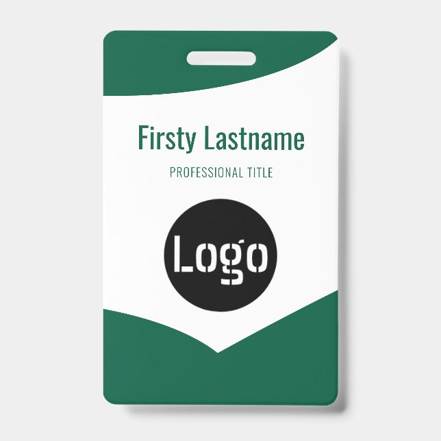 Company Logo with First and Last Names Bar Code ID Badge (Front)