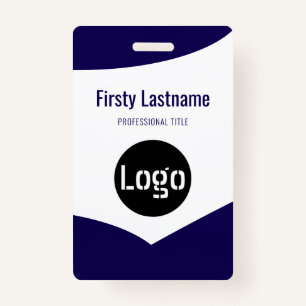 Company Logo with First and Last Names Bar Code ID Badge