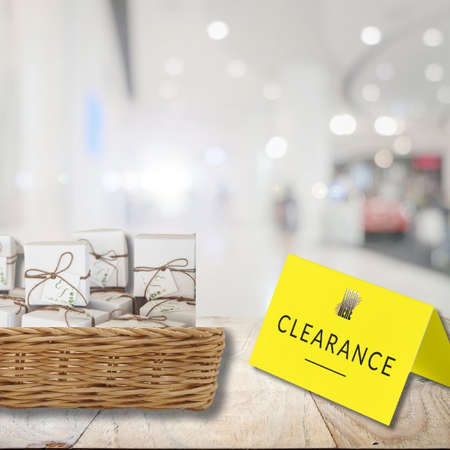 Company Logo Yellow Black Clearance Counter Sign Business Card (Creator Uploaded)