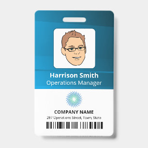 Company Manager Employee ID With Logo And Barcode Badge