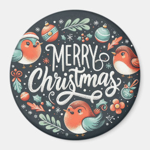 Company Merry Christmas Robins Favour Tags Magnet