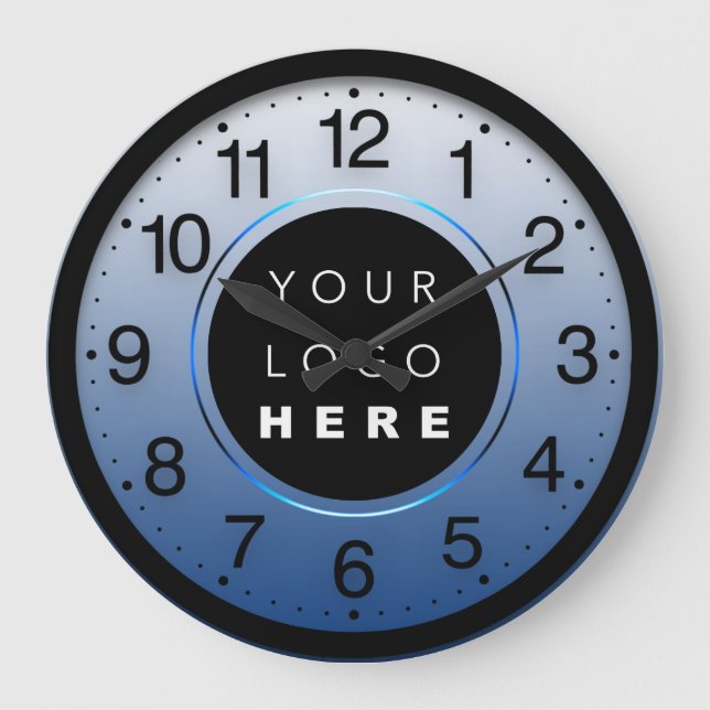 Company Minimalism Blue Navy Custom Logo Large Clock (Front)