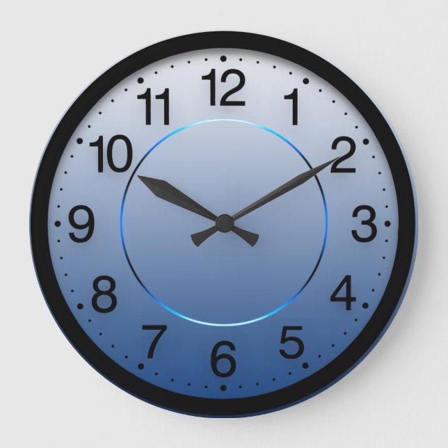 Company Minimalism Blue Navy Ombre White Large Clock (Front)