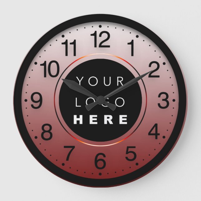 Company Minimalism Brown Copper  Custom Logo Large Clock (Front)