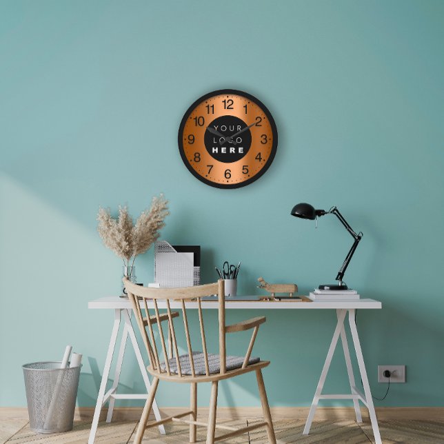 Company Minimalism Copper Brown Custom Logo Large Clock (Company Minimalism Copper Brown Custom Logo Large Clock)