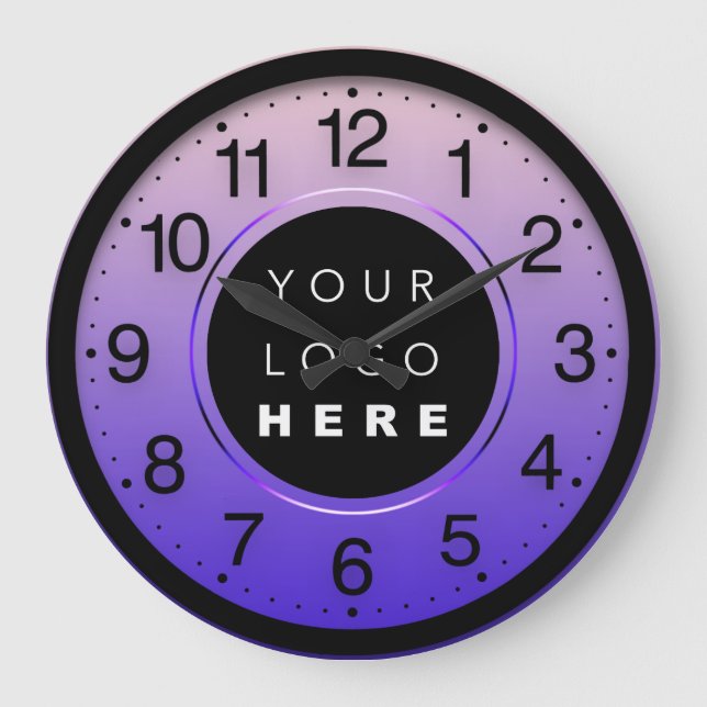 Company Minimalism Purple Rose Custom Logo Large Clock (Front)