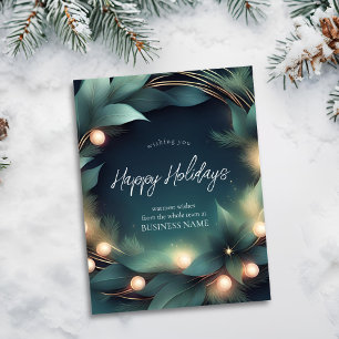Company Modern Holiday Wreath Logo Postcard