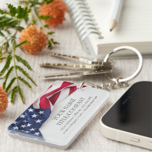 Company Name Business American Flag  Key Ring