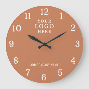 Company Name Business Logo Branded Terracotta  Large Clock