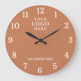 Company Name Business Logo Branded Terracotta  Large Clock