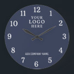 Company Name Business Logo Corporate Blue Branded Large Clock<br><div class="desc">Wall Clocks with company logo make unique corporate promotional gifts. Personalise with your business name and logo. The logo clocks also make great gifts of appreciation for employees.</div>