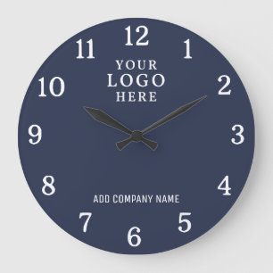 Company Name Business Logo Corporate Blue Branded Large Clock