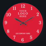 Company Name Corporate Business Logo Branding Red Large Clock<br><div class="desc">Wall Clocks with company logo make unique corporate promotional gifts. Personalise with your business name and logo. The logo clocks also make great gifts of appreciation for employees.</div>