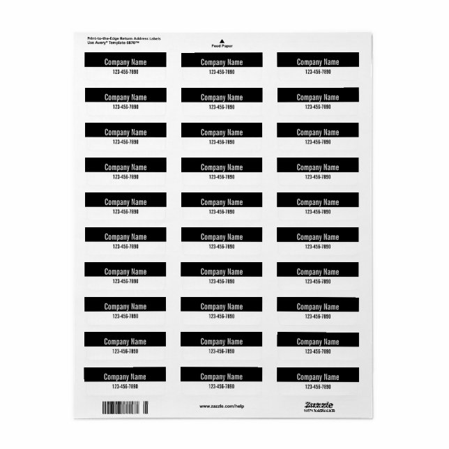 Company Name Phone Number Black and White Product  (Full Sheet)