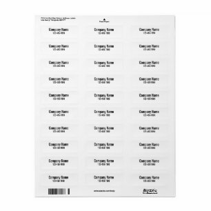 Company Name Phone Number Product Label Template