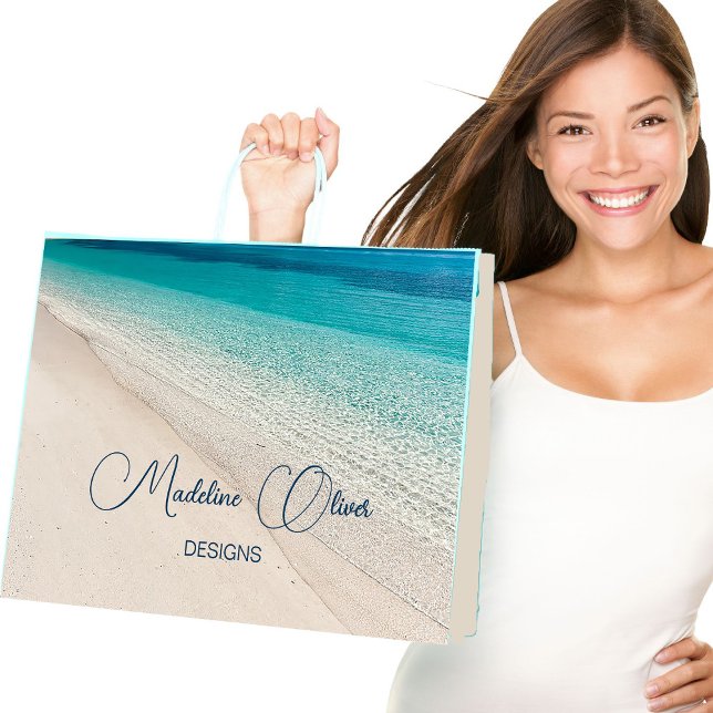 Company Name Promotional Beach Blue  Large Gift Bag (Creator Uploaded)