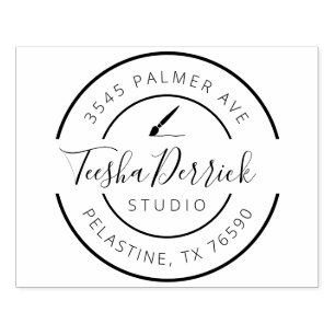 Company Name Return Address Round Logo Self-inking Rubber Stamp