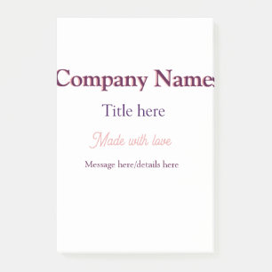 company name title details custom business food re post-it notes