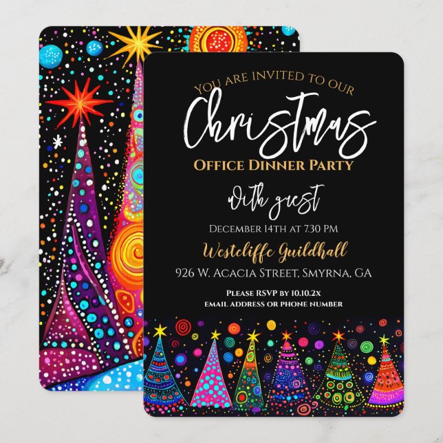 Company Office Christmas Tree Party Invitation (Front/Back)