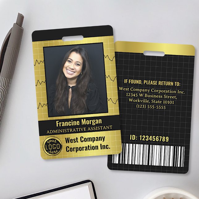 Company Office Employee Custom Photo Bar Code Logo ID Badge (Creator Uploaded)
