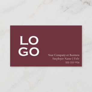 Company or Business Custom Logo Burgundy Card
