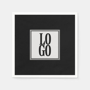 Company or Business Custom  Logo on Black Napkin