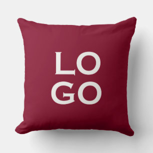 Company or Business Custom Logo on Burgundy Cushion