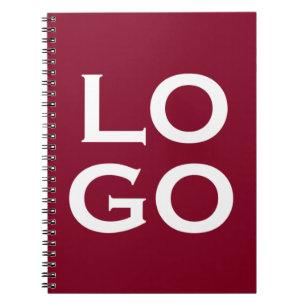 Company or Business Custom Logo on Burgundy Notebook