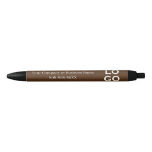 Company or Business Custom Logo on Chocolate Brown Black Ink Pen