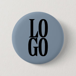 Company or Business Custom Logo on Dusty Blue 6 Cm Round Badge