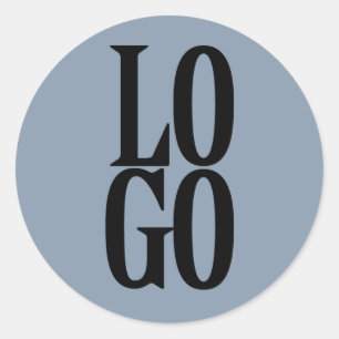 Company or Business Custom  Logo on Dusty Blue Classic Round Sticker