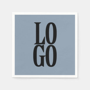 Company or Business Custom  Logo on Dusty Blue Napkin