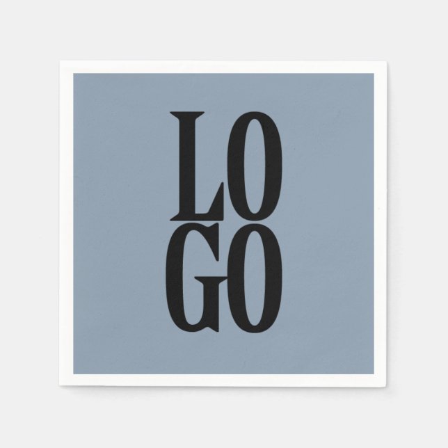 Company or Business Custom  Logo on Dusty Blue Napkin (Front)