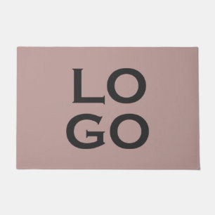 Company or Business Custom Logo on Dusty Pink Doormat