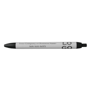 Company or Business Custom Logo on Gray Black Ink Pen