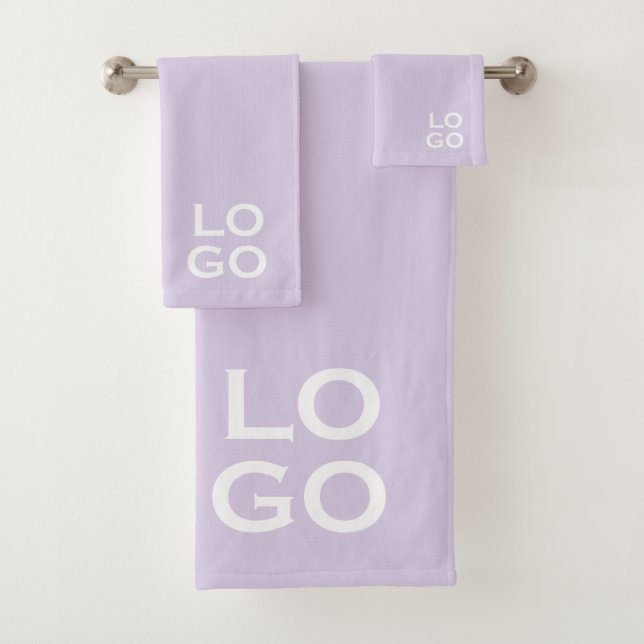 Company or Business Custom Logo on Lavender Bath Towel Set (Insitu)