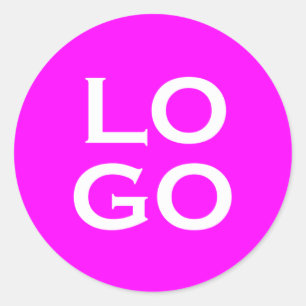 Company or Business Custom Logo on Magenta Classic Round Sticker